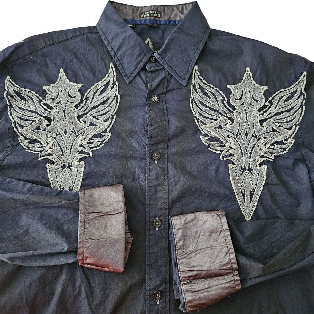 Roar Men's L Strength Refined Long Sleeve Button Embroidery Western Shirt Cowboy